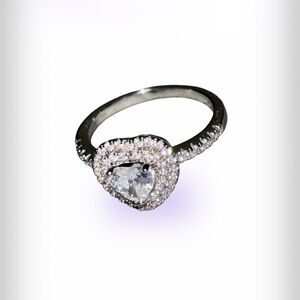 Silver Tone Fashion Engagement Style pear heart shape Ring Size 8.5